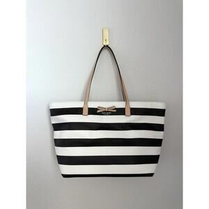 Kate‎ Spade Large Striped Bow Accent Leather Casual Eden Street Tote